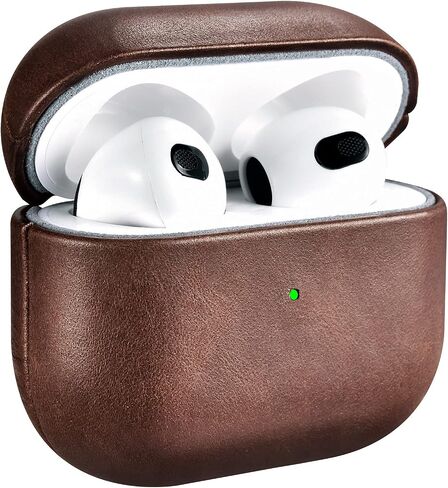 Leather for AirPods 3 Case 2021, Genuine Leather for Airpods 3 Wireless Charging Case (Front LED Visible) Protective Skin for Men Women in Saudi Arabia