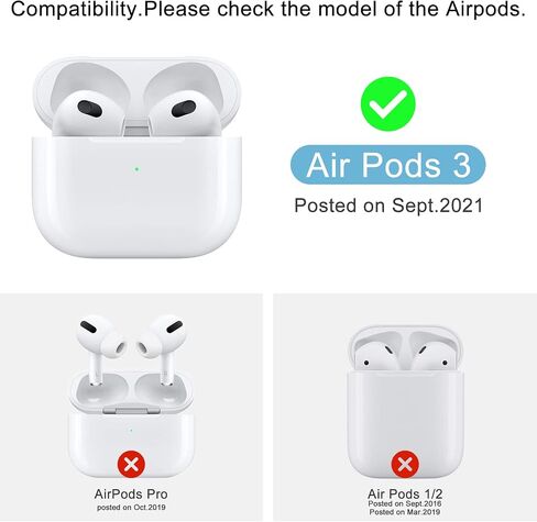 Leather for AirPods 3 Case 2021, Genuine Leather for Airpods 3 Wireless Charging Case (Front LED Visible) Protective Skin for Men Women in Saudi Arabia