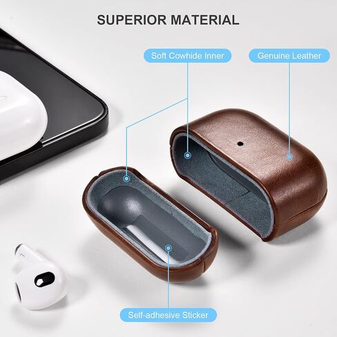 Leather for AirPods 3 Case 2021, Genuine Leather for Airpods 3 Wireless Charging Case (Front LED Visible) Protective Skin for Men Women in Saudi Arabia