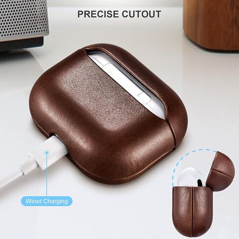 Leather for AirPods 3 Case 2021, Genuine Leather for Airpods 3 Wireless Charging Case (Front LED Visible) Protective Skin for Men Women in Saudi Arabia