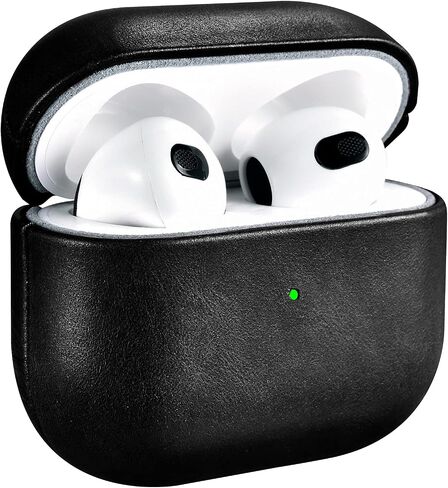 Leather for AirPods 3 Case 2021, Genuine Leather for Airpods 3 Wireless Charging Case (Front LED Visible) Protective Skin for Men Women in Saudi Arabia