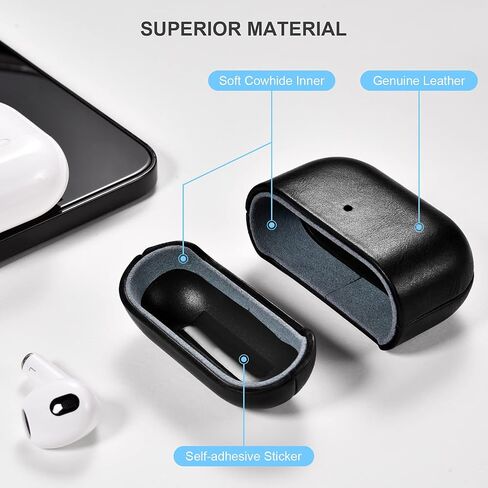 Leather for AirPods 3 Case 2021, Genuine Leather for Airpods 3 Wireless Charging Case (Front LED Visible) Protective Skin for Men Women in Saudi Arabia