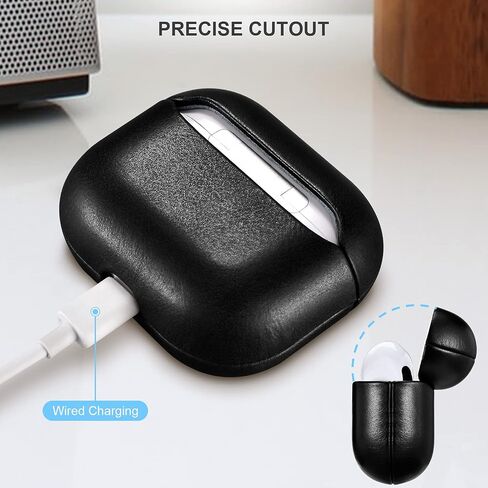 Leather for AirPods 3 Case 2021, Genuine Leather for Airpods 3 Wireless Charging Case (Front LED Visible) Protective Skin for Men Women in Saudi Arabia