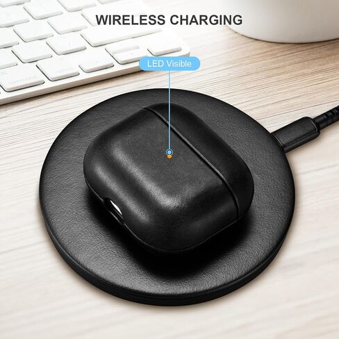 Leather for AirPods 3 Case 2021, Genuine Leather for Airpods 3 Wireless Charging Case (Front LED Visible) Protective Skin for Men Women in Saudi Arabia