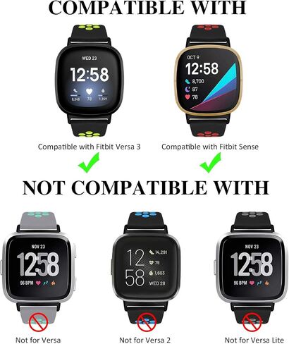 Compatible with Fitbit Sense Bands/Fitbit Versa 3 Bands for Men Women, Soft Silicone Sport Breathable Replacement Compatible for Fitbit Versa 3 Bands/Fitbit Sense for Women Men, 4 Pack-Large in Saudi Arabia
