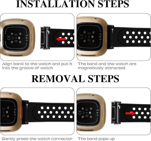 Compatible with Fitbit Sense Bands/Fitbit Versa 3 Bands for Men Women, Soft Silicone Sport Breathable Replacement Compatible for Fitbit Versa 3 Bands/Fitbit Sense for Women Men, 4 Pack-Large in Saudi Arabia
