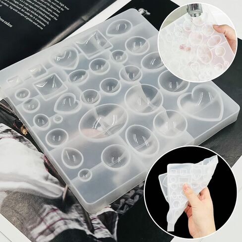 قالب مجوهرات من راتينج السيليكون من SourceTon مع حواف مفتوحة للراتنج، وقوالب مجوهرات من راتينج الأحجار الكريمة وفراغات قلادة بإطار مجوف هندسي متنوع للحرف اليدوية المصنوعة من الراتنج in Kuwait