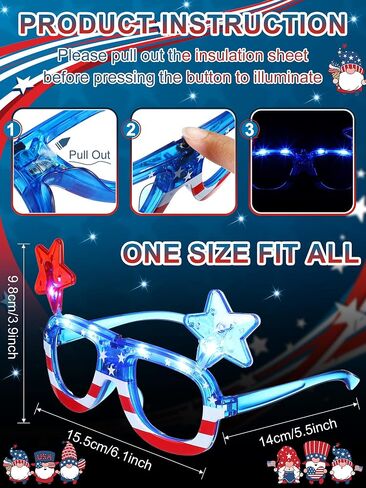 6 Pairs Independence Day Flashing Light up Glasses American Flag Sunglasses Frame with LED 4th of July Sunglasses Patriotic USA Sunglasses for Women Men in Saudi Arabia