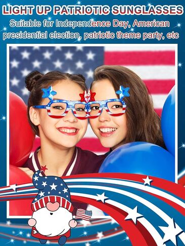 6 Pairs Independence Day Flashing Light up Glasses American Flag Sunglasses Frame with LED 4th of July Sunglasses Patriotic USA Sunglasses for Women Men in Saudi Arabia