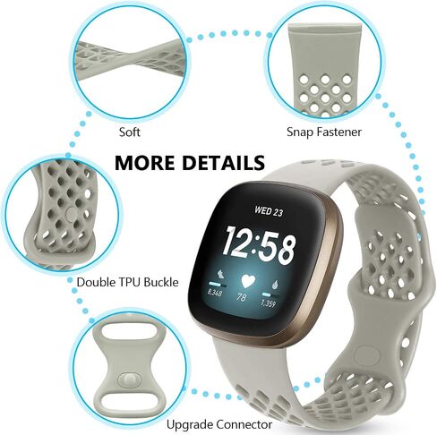 Compatible with Fitbit Sense Bands/Fitbit Versa 3 Bands for Men Women, Soft Silicone Sport Breathable Replacement Compatible for Fitbit Versa 3 Bands/Fitbit Sense for Women Men, 4 Pack-Large in Saudi Arabia