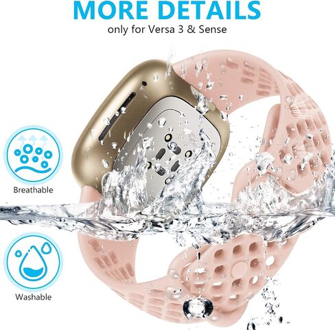 Compatible with Fitbit Sense Bands/Fitbit Versa 3 Bands for Men Women, Soft Silicone Sport Breathable Replacement Compatible for Fitbit Versa 3 Bands/Fitbit Sense for Women Men, 4 Pack-Large in Saudi Arabia