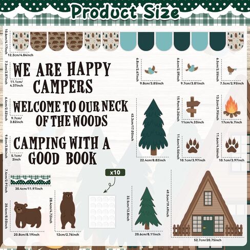 Camping Bulletin Board Classroom Decorations Set Forest Bulletin Boards Camp Theme Woodland Animals Bear Paper Cutouts for Camping Day Classroom School Wall Woodland Party Camping Party Decor Supplies in Saudi Arabia