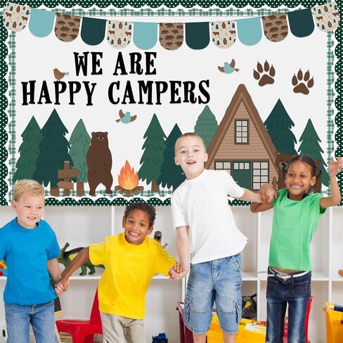 Camping Bulletin Board Classroom Decorations Set Forest Bulletin Boards Camp Theme Woodland Animals Bear Paper Cutouts for Camping Day Classroom School Wall Woodland Party Camping Party Decor Supplies in Saudi Arabia