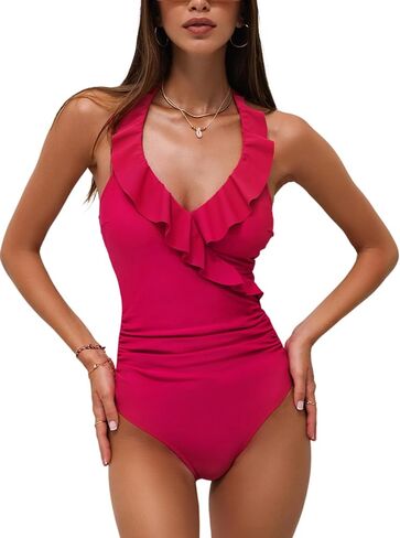 CUPSHE Women's One Piece Swimsuit Tummy Comtrol Long Torso Bathing Suit Ruffled Ruched in Saudi Arabia