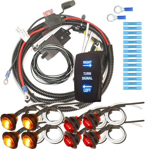 MCSADVENTURES Universal Rocker Switch ATV UTV Turn Signal Kit Blinker Kit (Horizontal: Backlit, Blue) Street Legal Kit for Honda Talon Pioneer in Saudi Arabia
