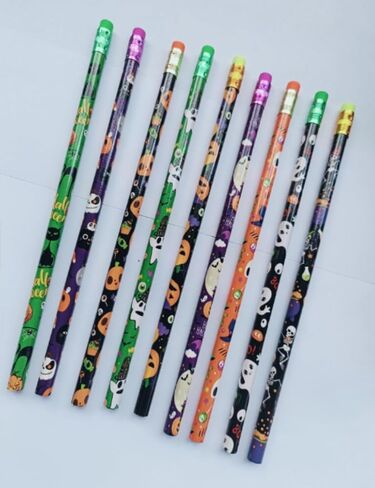 50 قلم رصاص، قلم رصاص كرتوني مخيف بطابع الهالوين مع ممحاة، أقلام مكتب مدرسية للأطفال والطلاب والمعلمين والكبار. in Kuwait