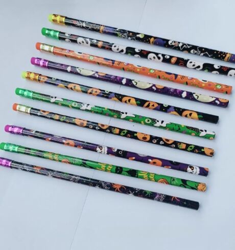 50 قلم رصاص، قلم رصاص كرتوني مخيف بطابع الهالوين مع ممحاة، أقلام مكتب مدرسية للأطفال والطلاب والمعلمين والكبار. in Kuwait