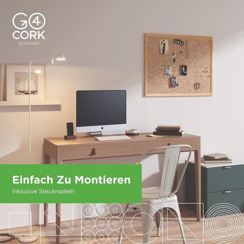 Go4Cork Framed Cork Bulletin Board - 35.4"x 23.6" | Premium Double-Sided Pine Frame Eco Cork Memoboard | Office, Home & Classroom Organization Decor | Pushpins & Set Up Accessories Included in Saudi Arabia