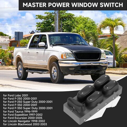Front Left Driver Side Master Power Window Switch - Compatible for Ford F-250 F-350 2000-2001 for Lincoln Navigator Blackwood 1998-2003 - Replace Part XL1Z14529BA, F6DZ14529AA in Saudi Arabia