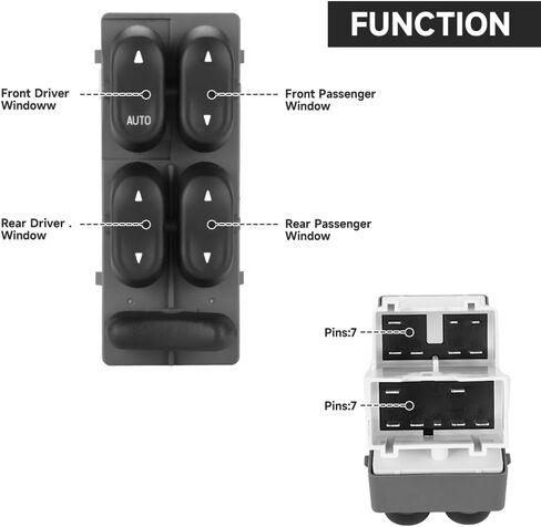 Front Left Driver Side Master Power Window Switch - Compatible for Ford F-250 F-350 2000-2001 for Lincoln Navigator Blackwood 1998-2003 - Replace Part XL1Z14529BA, F6DZ14529AA in Saudi Arabia
