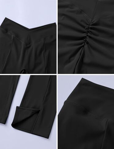 ABOCIW Crossover Flare Leggings for Women V Back Scrunch Butt Lifting Wide Leg Bootcut High Waist Gym Workout Yoga Pants in Saudi Arabia