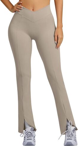 ABOCIW Crossover Flare Leggings for Women V Back Scrunch Butt Lifting Wide Leg Bootcut High Waist Gym Workout Yoga Pants in Saudi Arabia
