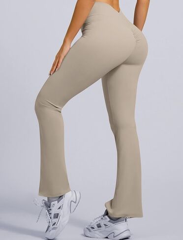 ABOCIW Crossover Flare Leggings for Women V Back Scrunch Butt Lifting Wide Leg Bootcut High Waist Gym Workout Yoga Pants in Saudi Arabia