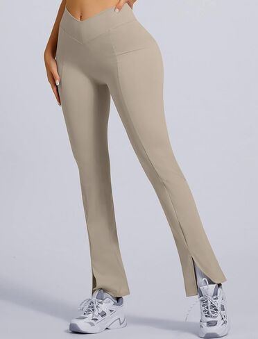 ABOCIW Crossover Flare Leggings for Women V Back Scrunch Butt Lifting Wide Leg Bootcut High Waist Gym Workout Yoga Pants in Saudi Arabia