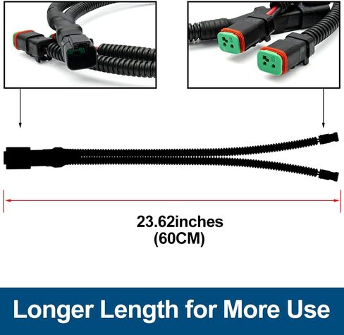NSLUMO 2pcs Y-Shape Deutsch DT Adapters Connectors Dual Outputs DT DTP Splitters Compatible w/Dual LED Pod Lights/Work Lamps/Fog/Rigid Lights Retrofit, 18AWG IP67 Plug & Play Wiring Harness in Saudi Arabia