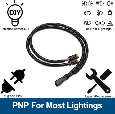 NSLUMO 2pcs Y-Shape Deutsch DT Adapters Connectors Dual Outputs DT DTP Splitters Compatible w/Dual LED Pod Lights/Work Lamps/Fog/Rigid Lights Retrofit, 18AWG IP67 Plug & Play Wiring Harness in Saudi Arabia