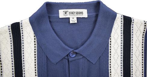 Men’s Short Sleeve Knit Sports Shirt - Modern Polo Vintage Classics: Solid Geometric Jacquard with Color Tipping in Kuwait