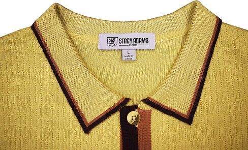 Men’s Short Sleeve Knit Sports Shirt - Modern Polo Vintage Classics: Solid Geometric Jacquard with Color Tipping in Kuwait