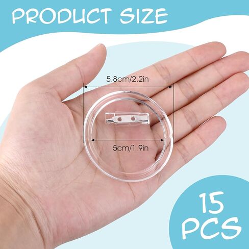 15PCS Acrylic Button Pin Clear Pins Buttons Badges Clear Craft Blank Pins Buttons Badges Kit for DIY Craft Supplies, Birthday, Valentine's Day Gift (2.2 inch) in Saudi Arabia