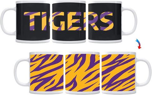 تغيير اللون! الأرجواني والأصفر النمر المشارب ThermoH Exray السيراميك القدح القهوة in Kuwait