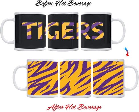 تغيير اللون! الأرجواني والأصفر النمر المشارب ThermoH Exray السيراميك القدح القهوة in Kuwait