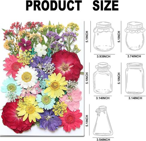 64 Pcs Transparent Bookmark Flower Seal Set, Large Size Dried Flower Bookmarks Making Kit, Clear DIY Bookmark with Pressed Flowers, Clear Jar Stickers, Tweezer in Saudi Arabia