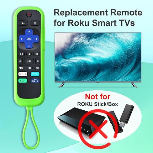 (عبوة من 2) جهاز تحكم بديل لتلفزيون Roku مع حافظة واقية ناعمة، جهاز تحكم عالمي لتلفزيونات TCL Roku/Hisense Roku/Onn Roku/Westinghouse Roku/Philips Roku الذكية (ليس لـ Roku Stick/Box) in Kuwait