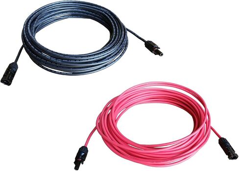 WindyNation 8 AWG 8 Gauge Pair 15 Feet Black + 15 Feet Red Solar Panel Extension Cable Wire Solar Connectors (Variety of Lengths Available) in Kuwait