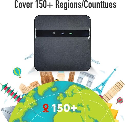 Urozetta Mobile Hotspot Router لاسلكي محمول للسفر في أكثر من 150 دولة، واي فاي عالي السرعة مع 25 جيجابايت أمريكي، بدون بطاقة SIM، 5000 مللي أمبير، تجوال مجاني، في جميع أنحاء العالم، السفر، المنزل، UZ-100 in Saudi Arabia