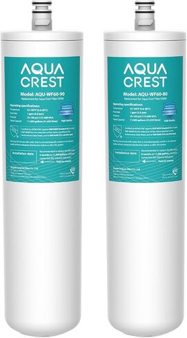 فلتر مياه تحت الحوض من AQUA CREST DW80/90، بديل لـ Aqua-Pure AP-DW80/90، AP-DWS1000، Kohler K-201-NA، Kohler K-202-NA (عبوة من قطعتين)، رقم الموديل WF60-80 /90 in Kuwait