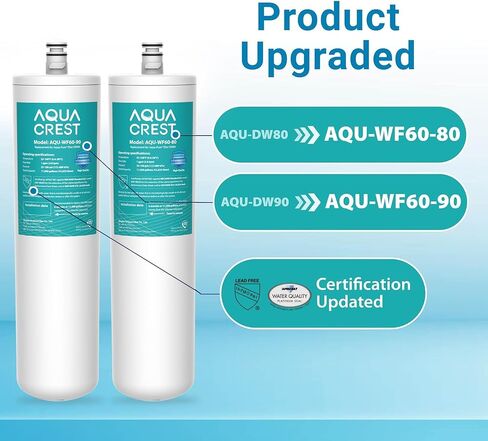 فلتر مياه تحت الحوض من AQUA CREST DW80/90، بديل لـ Aqua-Pure AP-DW80/90، AP-DWS1000، Kohler K-201-NA، Kohler K-202-NA (عبوة من قطعتين)، رقم الموديل WF60-80 /90 in Kuwait