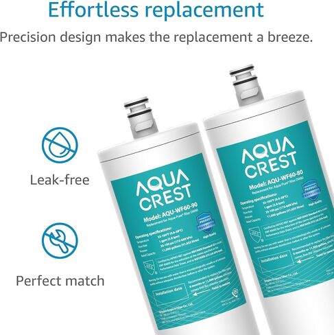 فلتر مياه تحت الحوض من AQUA CREST DW80/90، بديل لـ Aqua-Pure AP-DW80/90، AP-DWS1000، Kohler K-201-NA، Kohler K-202-NA (عبوة من قطعتين)، رقم الموديل WF60-80 /90 in Kuwait