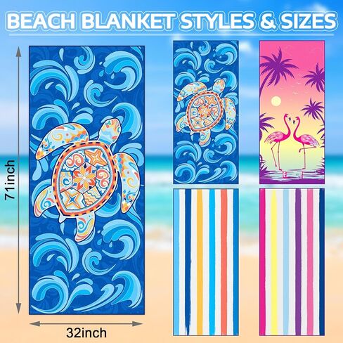 JULMELON 2 حزمة من مناشف الشاطئ المصنوعة من الألياف الدقيقة سريعة الجفاف، خفيفة الوزن وفائقة الامتصاص ومدمجة وخالية من الرمال، مناشف كبيرة الحجم للشاطئ وحمام السباحة والسباحة والتخييم ومستلزمات السفر والعطلات هدية أساسية in Kuwait