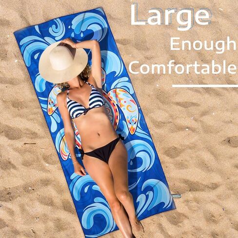 JULMELON 2 حزمة من مناشف الشاطئ المصنوعة من الألياف الدقيقة سريعة الجفاف، خفيفة الوزن وفائقة الامتصاص ومدمجة وخالية من الرمال، مناشف كبيرة الحجم للشاطئ وحمام السباحة والسباحة والتخييم ومستلزمات السفر والعطلات هدية أساسية in Kuwait