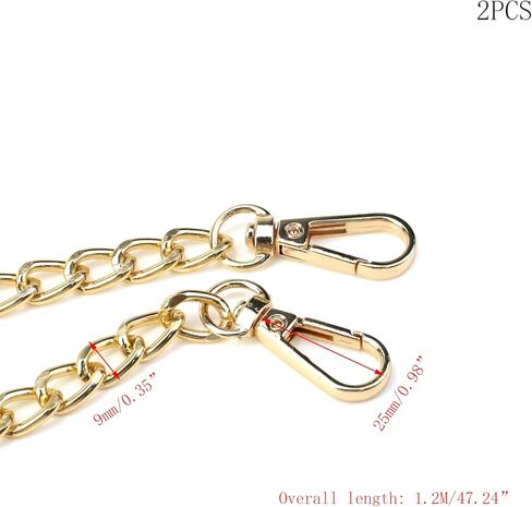 Faotup 2 قطعة سلسلة محفظة الذهب حقيبة يد استبدال سلسلة حزام محفظة موسع حزام ل أكياس Crossbody محفظة معدنية سلسلة حزام in Kuwait