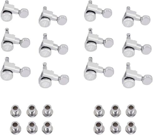 Fender Locking Tuners Stratocaster Guitar Tuners, Polished Chrome, Right Hand Guitar Tuners, 1.7x10x4.5 Inches, Set of 6 Guitar Tuning Machines (2-Pack) in Saudi Arabia