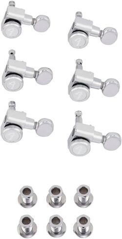 Fender Locking Tuners Stratocaster Guitar Tuners, Polished Chrome, Right Hand Guitar Tuners, 1.7x10x4.5 Inches, Set of 6 Guitar Tuning Machines (2-Pack) in Saudi Arabia