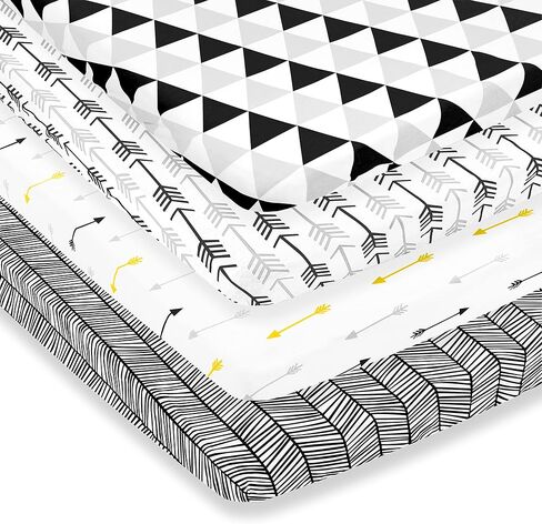 ملاءات Pack n Play - ملاءات العبوة واللعب 4 عبوات - ملاءات مرتبة من القطن المنسوج فائق النعومة بنسبة 100% - ملاءة لعب محمولة - ملاءات سرير صغيرة مناسبة للأولاد والبنات (24 × 38 × 5) in Kuwait