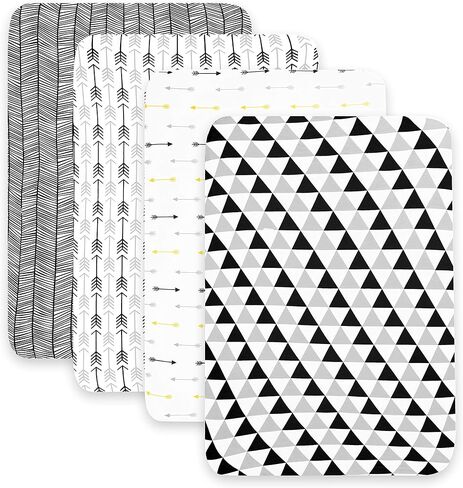 ملاءات Pack n Play - ملاءات العبوة واللعب 4 عبوات - ملاءات مرتبة من القطن المنسوج فائق النعومة بنسبة 100% - ملاءة لعب محمولة - ملاءات سرير صغيرة مناسبة للأولاد والبنات (24 × 38 × 5) in Kuwait