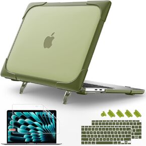 May Chen Compatible with MacBook Air 13 Inch Case 2021 2020 2019 2018 Release M1 A2337 A2179 A1932,Heavy Duty Hard Case Cover with Fold Kickstand for MacBook 13 Inch with Retina fits Touch ID, Black